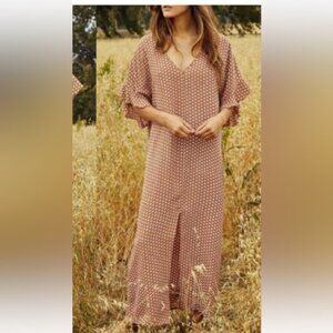 Christy Dawn Maxi Dress Kaftan in Orange Rust Floral XS/S